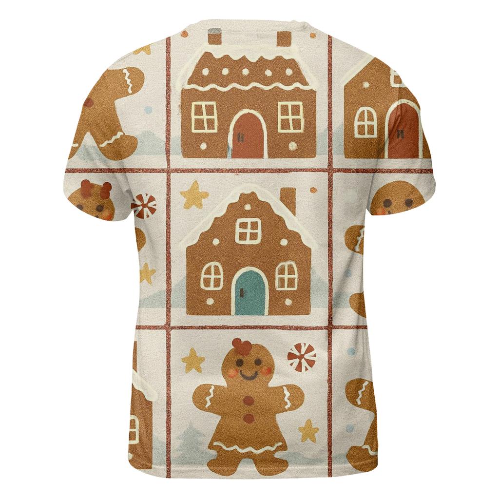 Gingerbread Carousel Grid Design trendy printed shirt styles