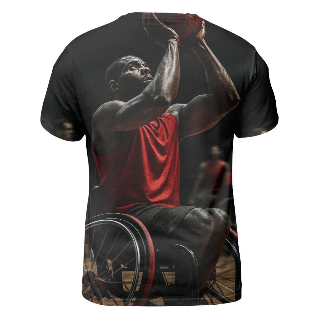 Adaptive Wheelchair Basketball vibrant all-over design tees