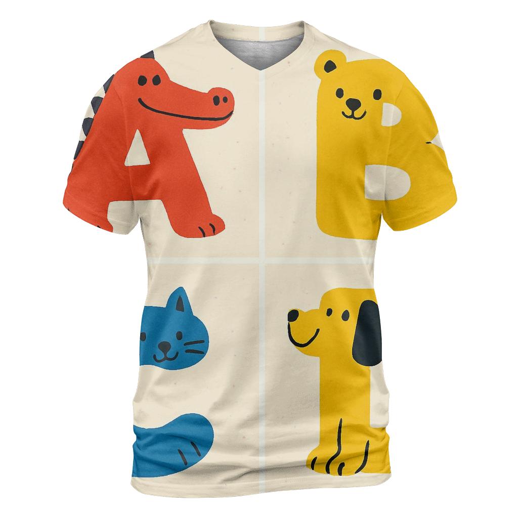 Playful Animal Alphabet trendy printed shirt styles