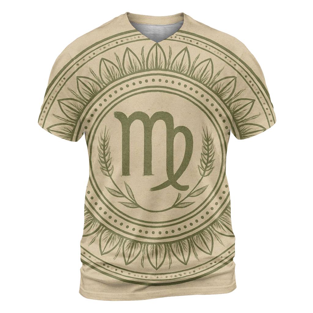 Virgo Earth Mandala Pattern vibrant all-over design tees