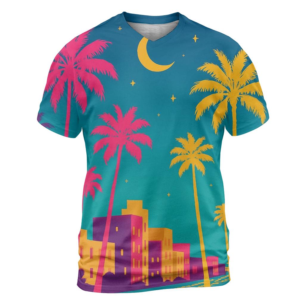 Miami Night Palms designer pattern shirts