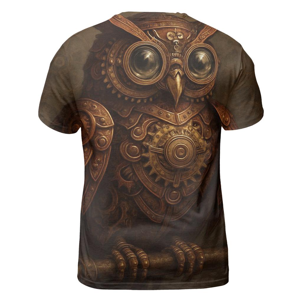 Steampunk Mechanical Owl vibrant all-over design tees