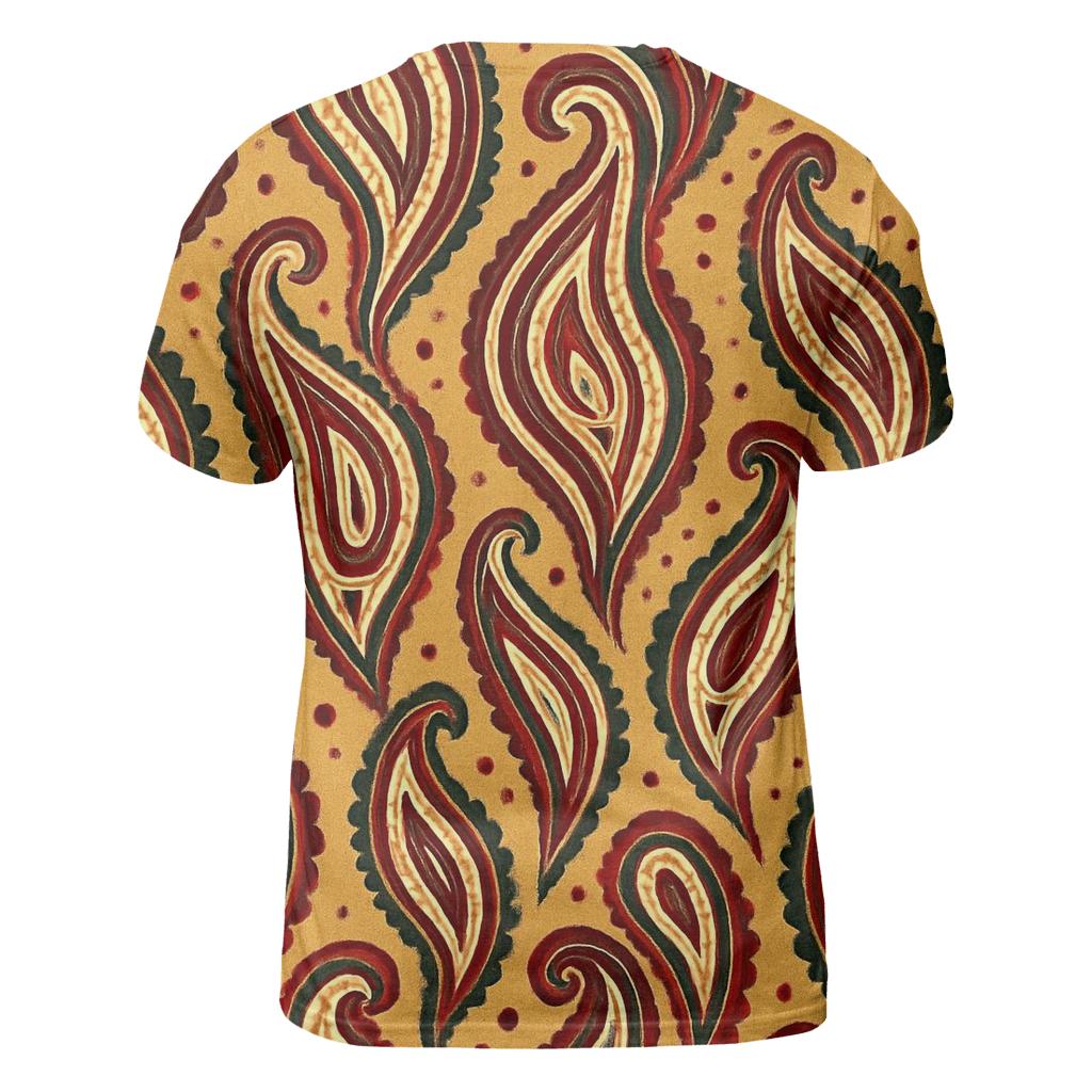 Mustard Paisley Cascade artistic all-over print tops