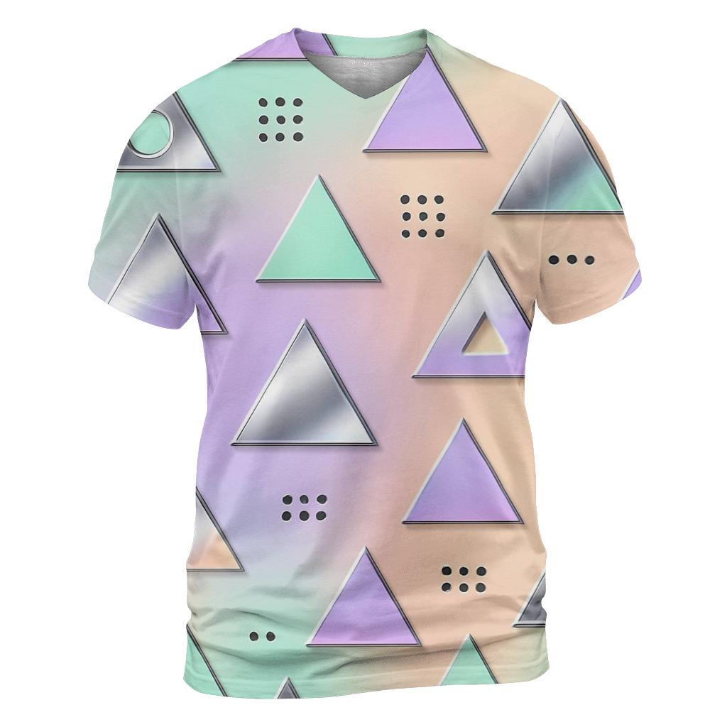 Chrome Triangle Pattern vibrant all-over design tees