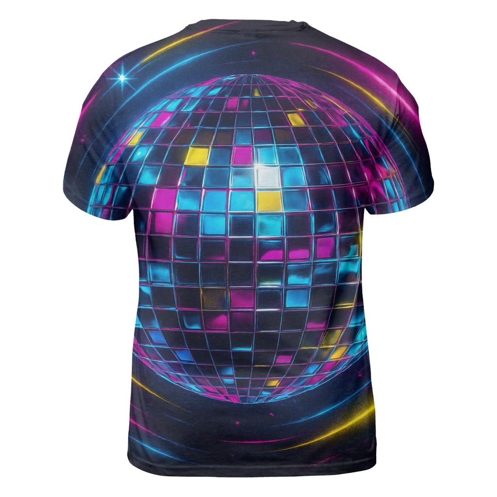 Neon Disco Orbit artistic all-over print tops