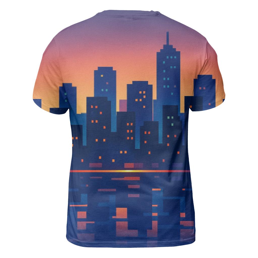 Pixel Skyline Glow custom all-over print shirts