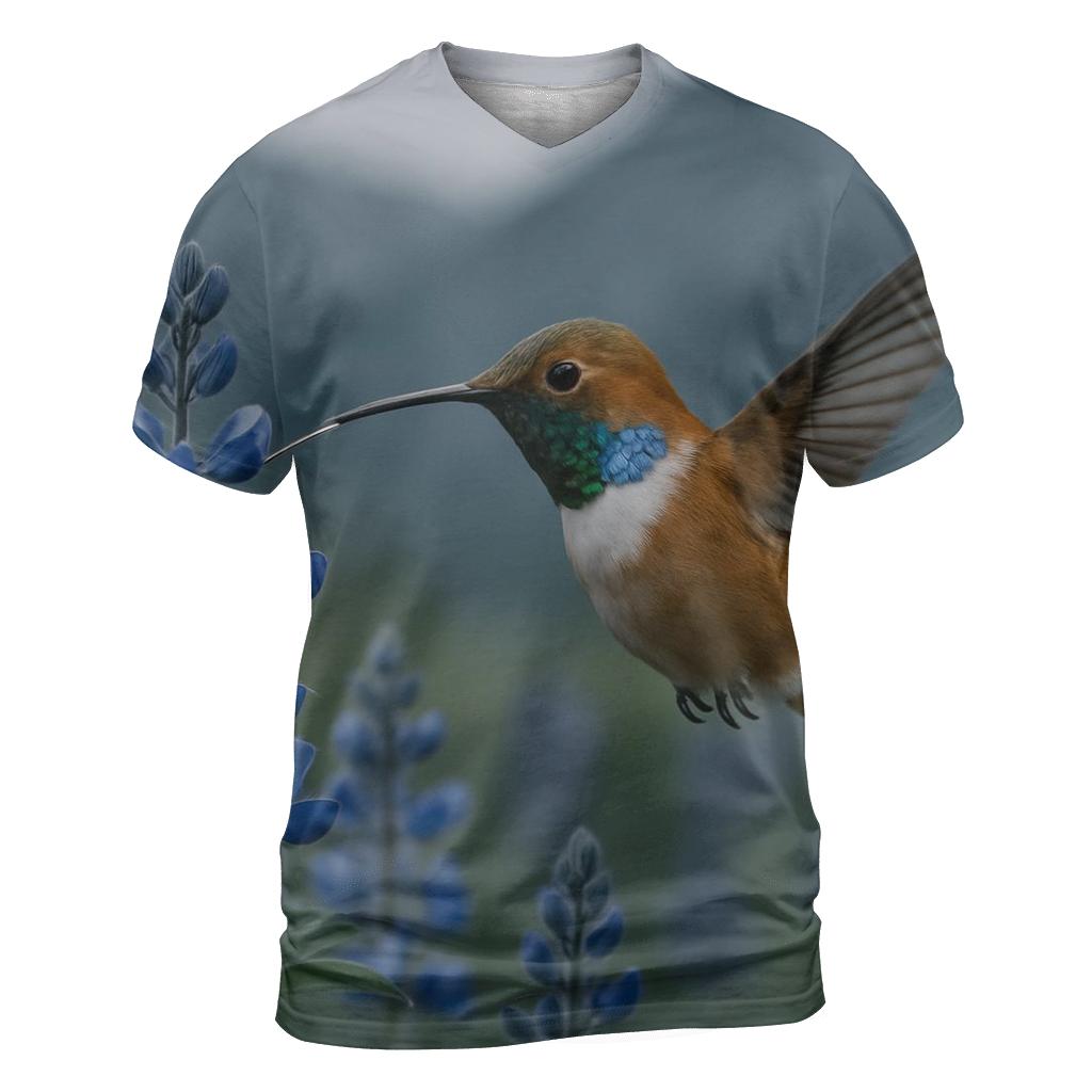 Alpine Nectar Hover — Rufous Hummingbird unique graphic print tees