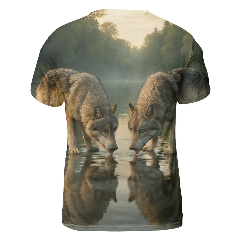 Riverbank Reflection Pair creative print fashion shirts