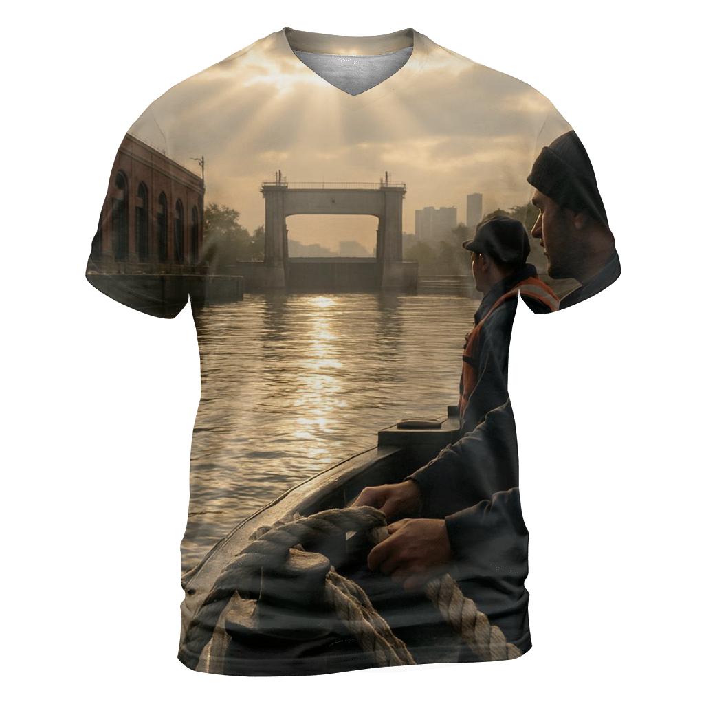 Sunbreak Over The Harlem River Lock unique graphic print tees