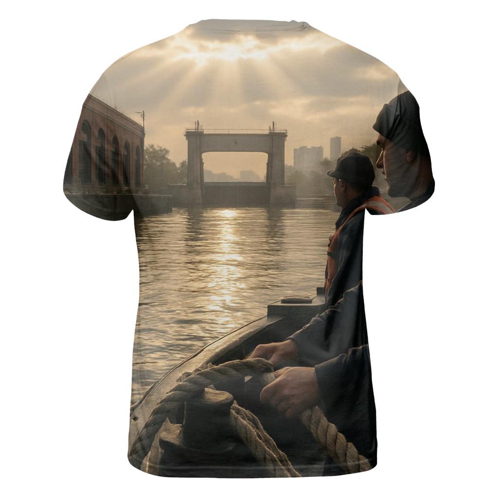 Sunbreak Over The Harlem River Lock unique graphic print tees