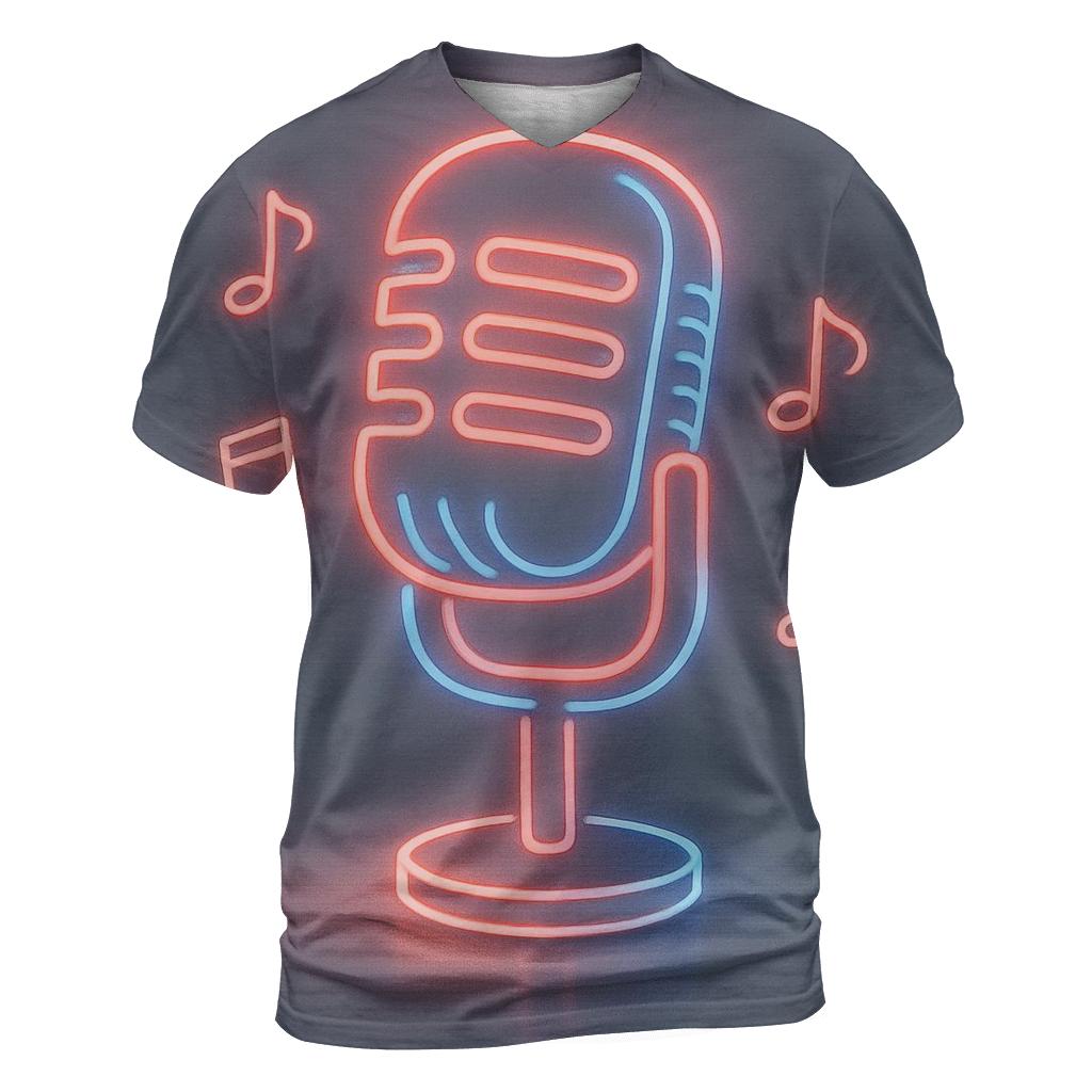 Microphone Neon Outline trendy printed shirt styles