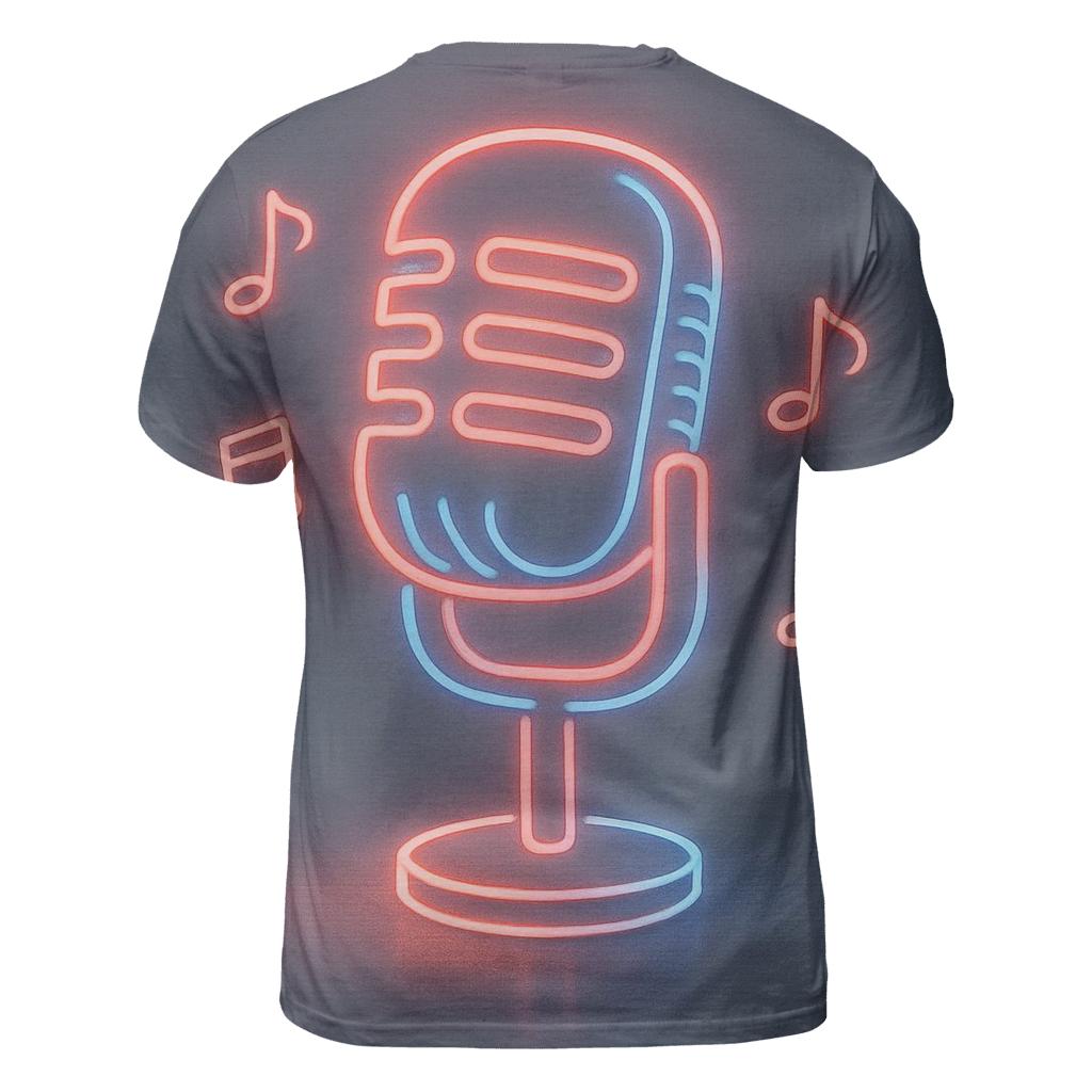 Microphone Neon Outline trendy printed shirt styles