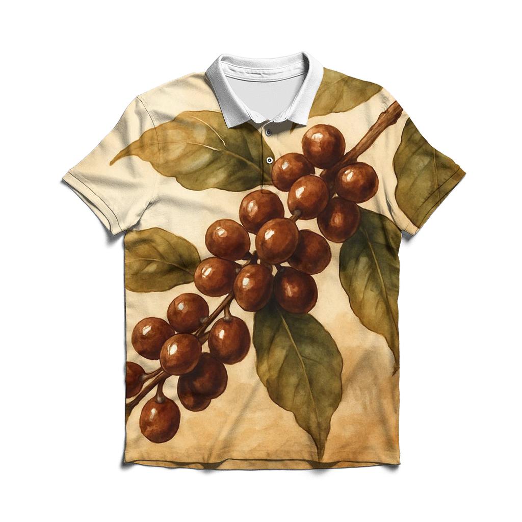 Coffee Cherry Branch classic pique polos