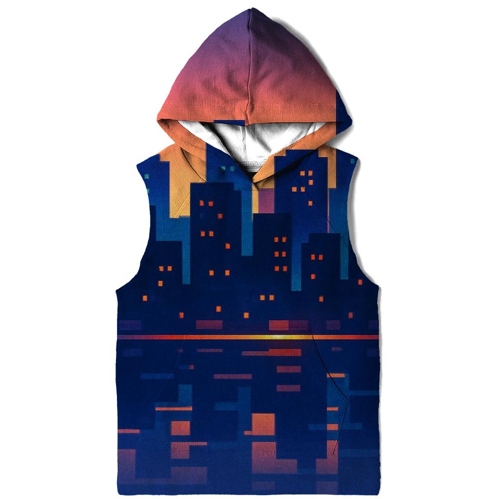 Pixel Skyline Glow premium hoodies