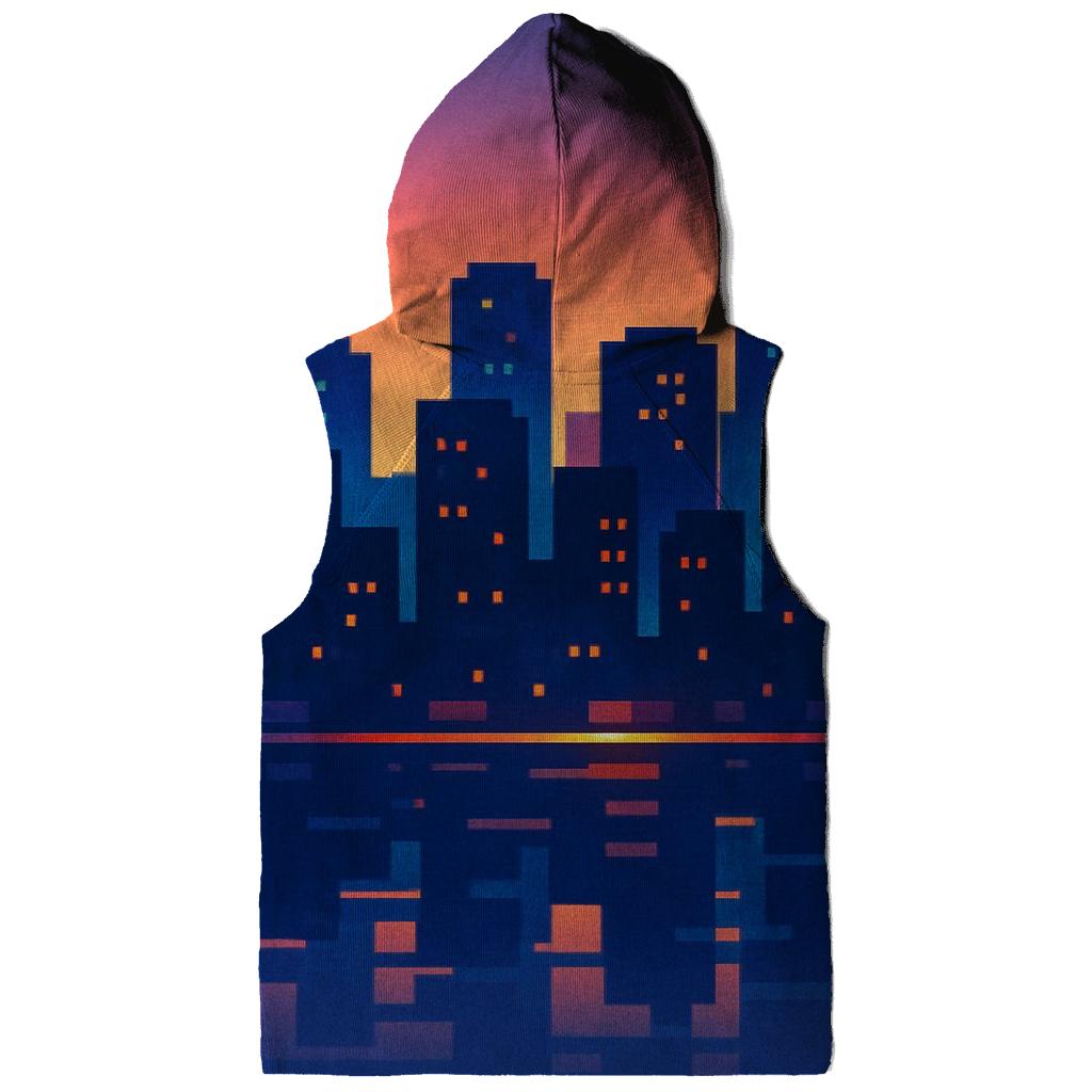 Pixel Skyline Glow premium hoodies