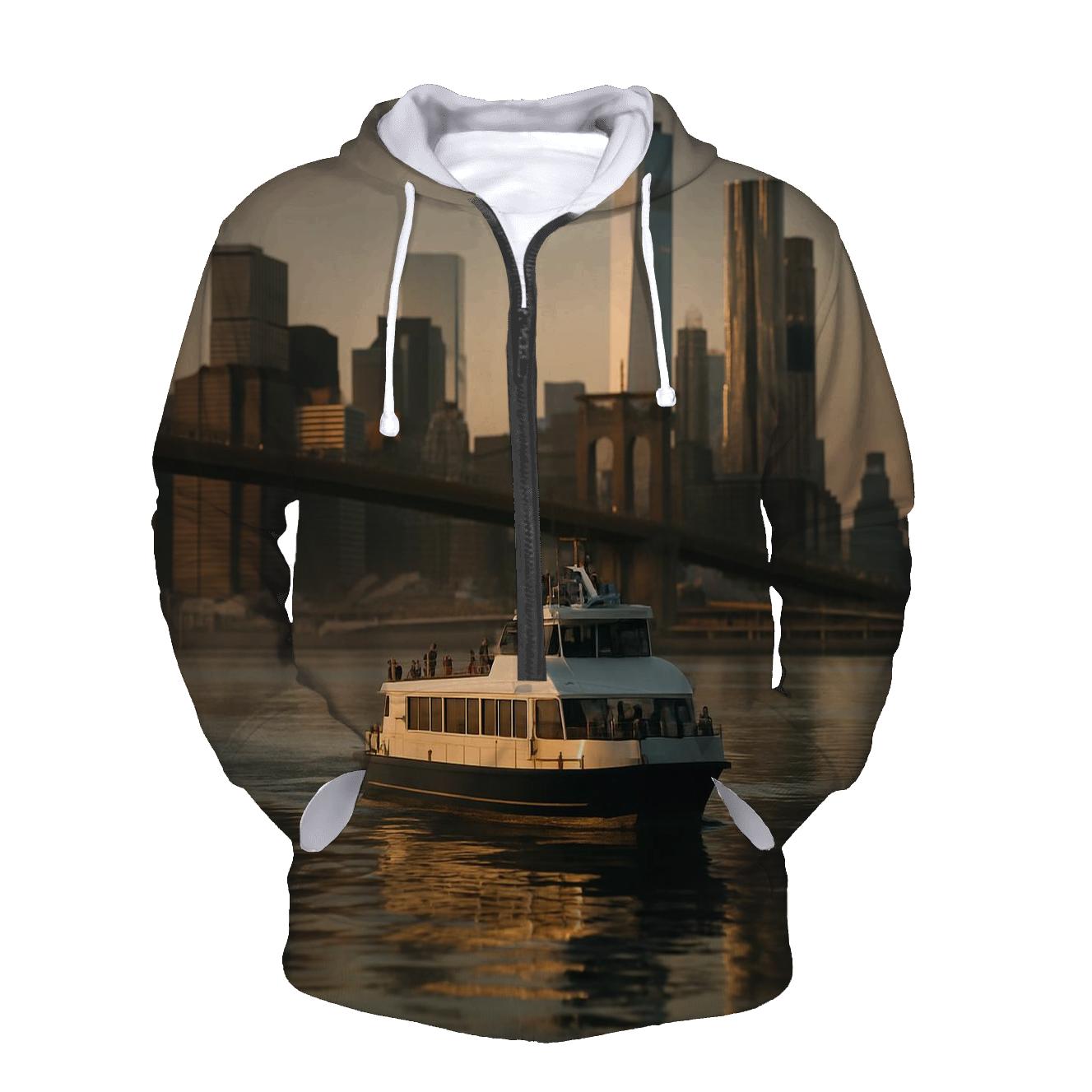 Dawn Ferry Reflection Over Lower Manhattan pullover hoodies