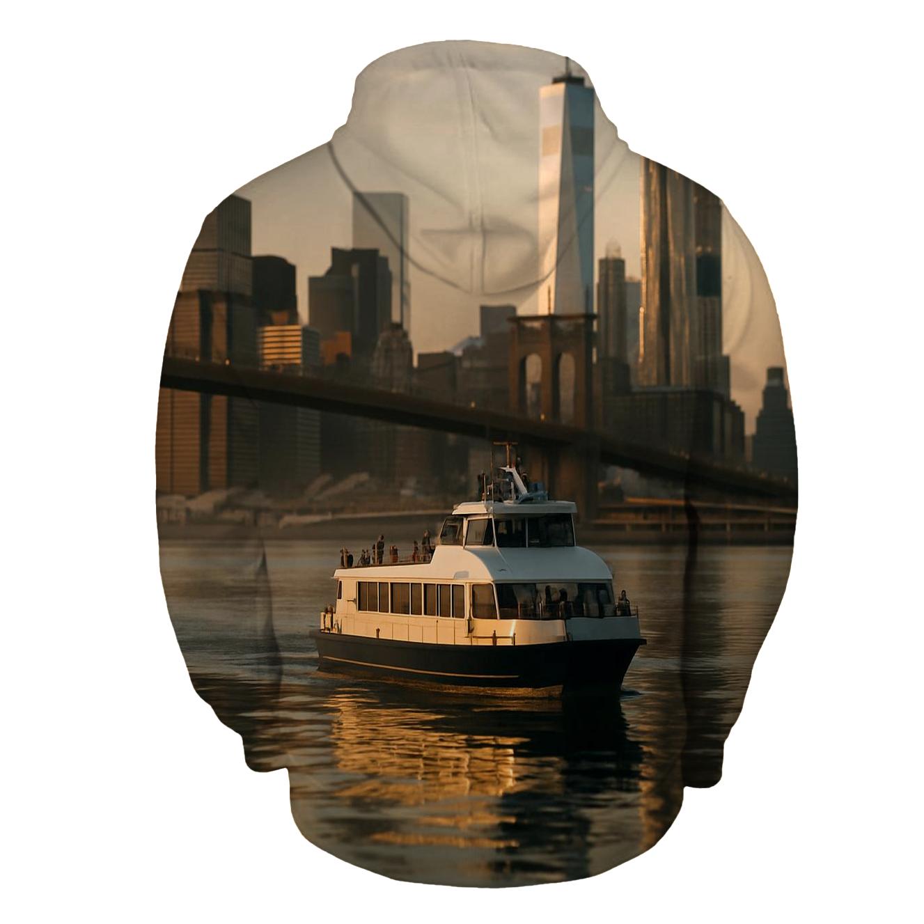 Dawn Ferry Reflection Over Lower Manhattan pullover hoodies