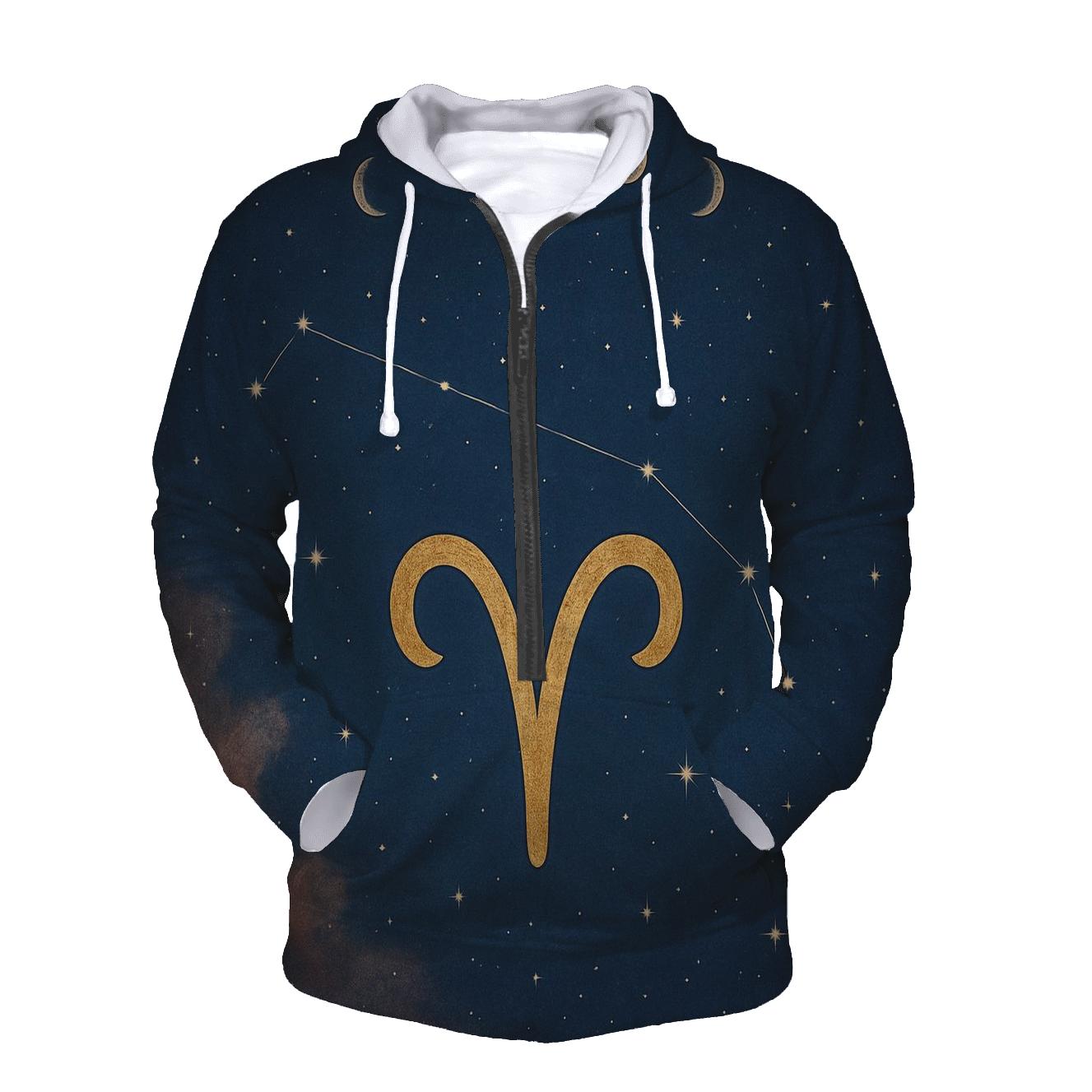 Celestial Aries Constellation Map zip-up hoodies