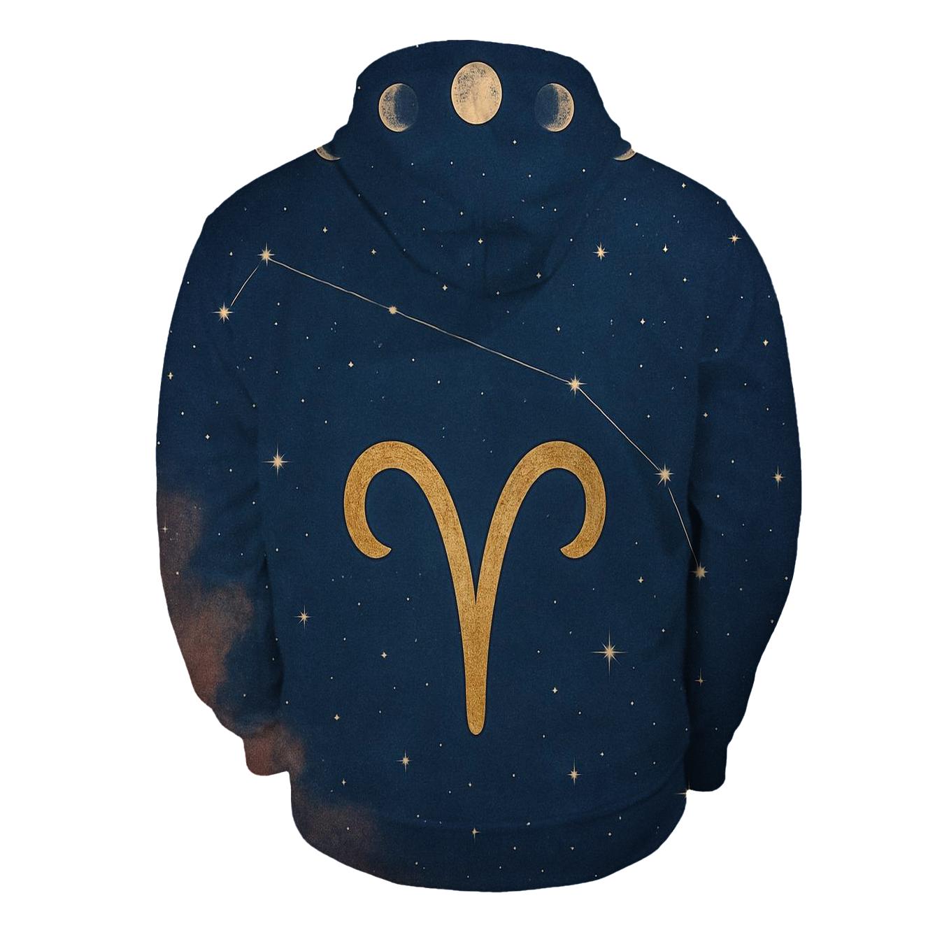 Celestial Aries Constellation Map zip-up hoodies