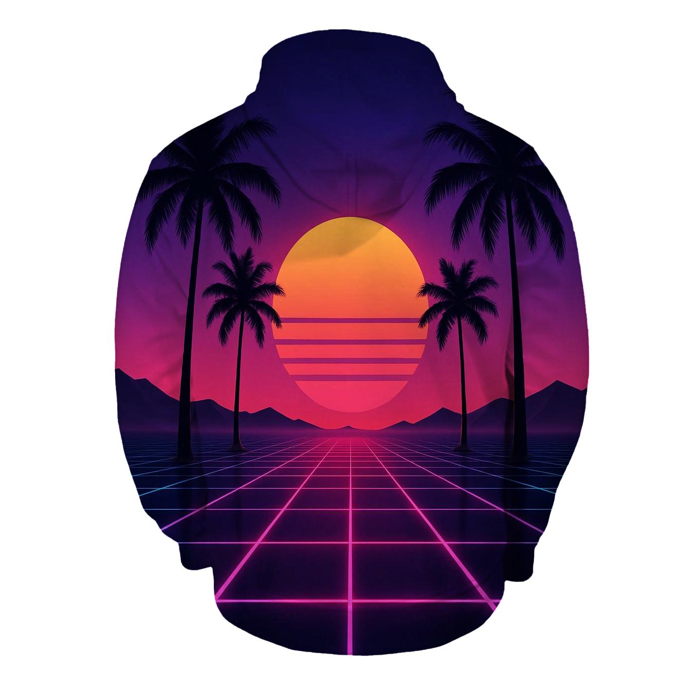 Neon Grid Sunset printed hoodies