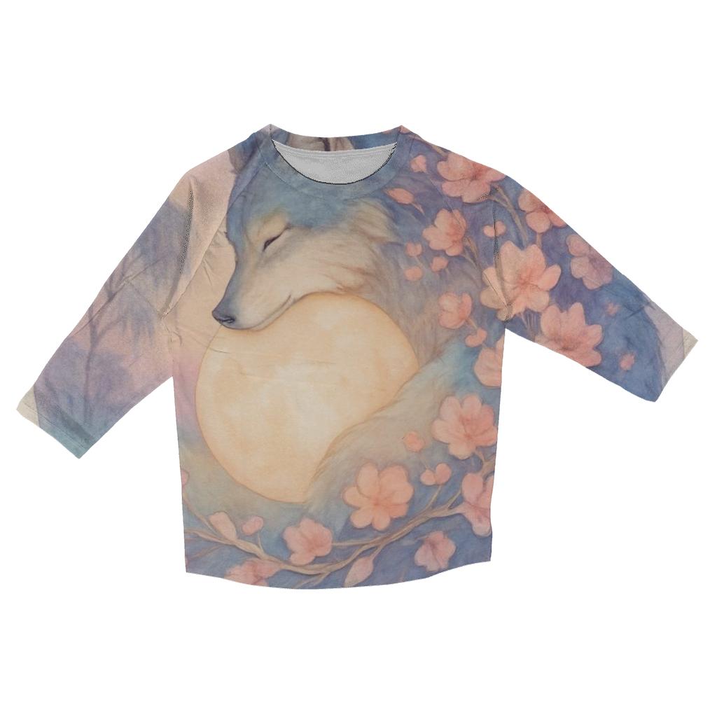 Floral Spirit Moon casual three quarter sleeve shirts