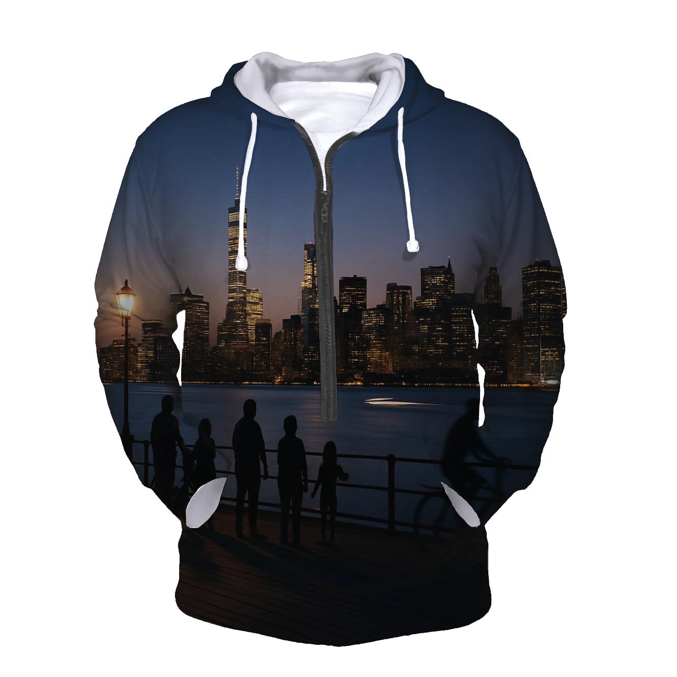 Twilight Panorama From Governors Island Pier hoodie styles
