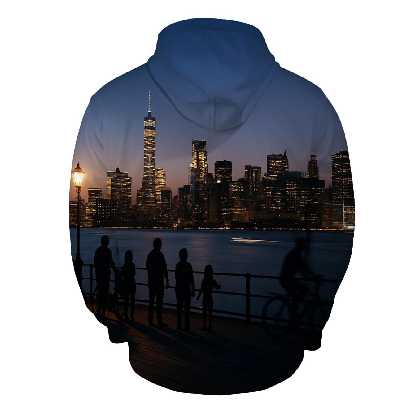 Twilight Panorama From Governors Island Pier hoodie styles