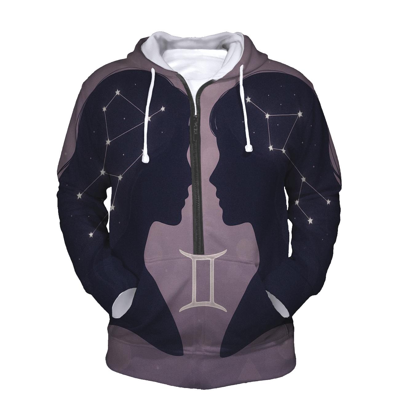 Ethereal Gemini Twins Portrait hoodies fashion