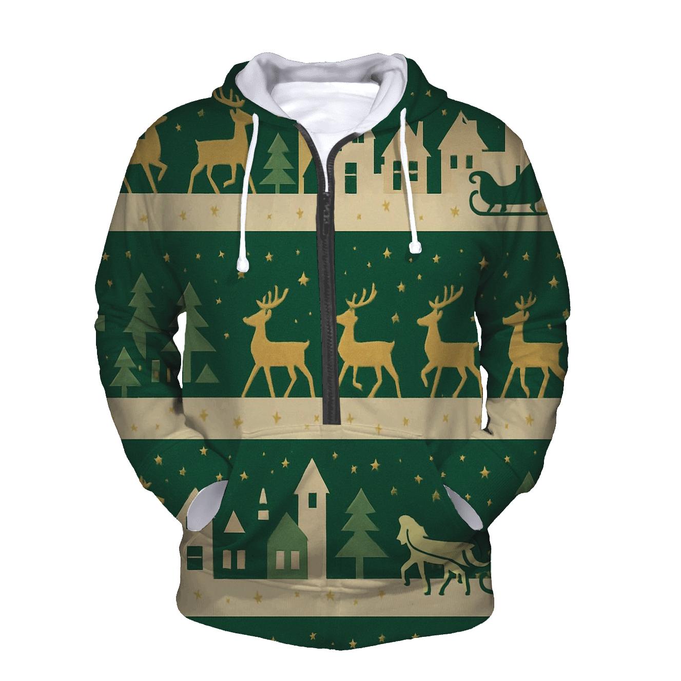 Reindeer Skyline Patchwork Design designer hoodies