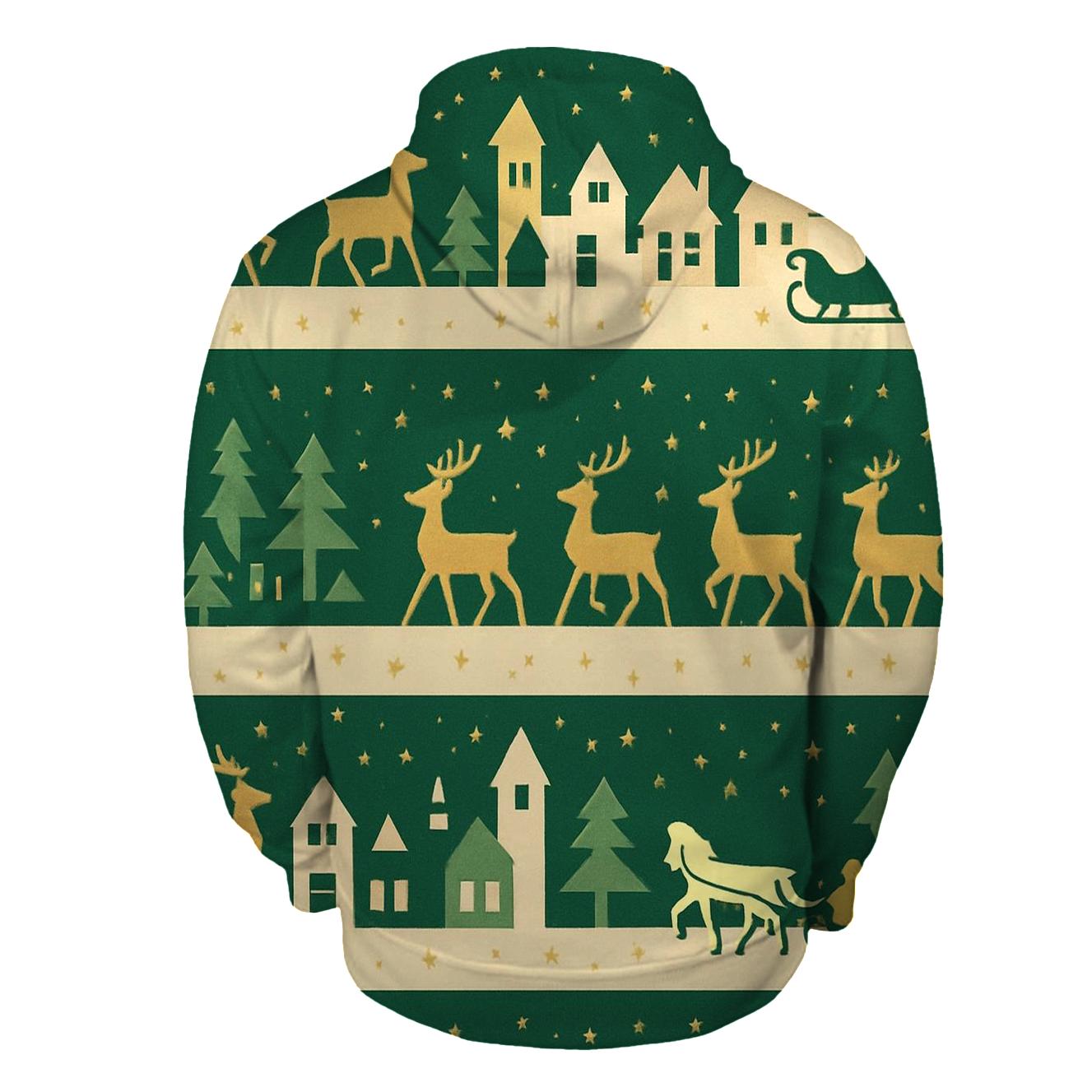 Reindeer Skyline Patchwork Design designer hoodies