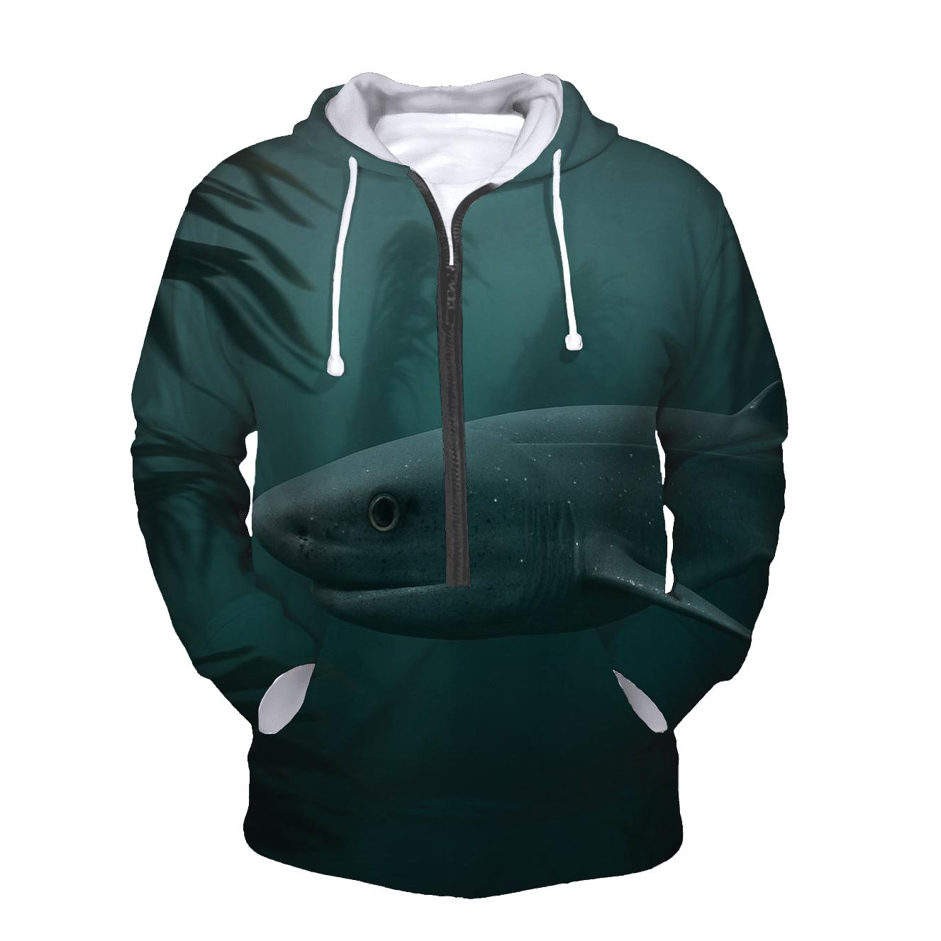 Under Kelp Shadow — Giant Kelp Shark printed hoodies