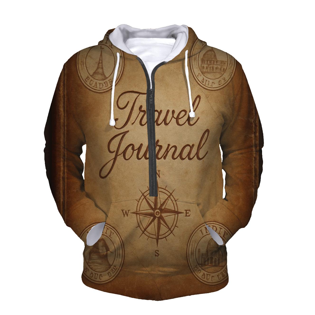 Weathered Leather Travel Journal Cover zip-up hoodies