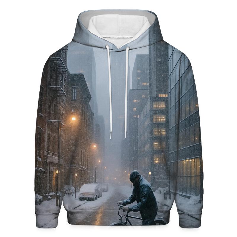 Snowbound Midtown Perspective From A Quiet Side Street heavyweight hoodies