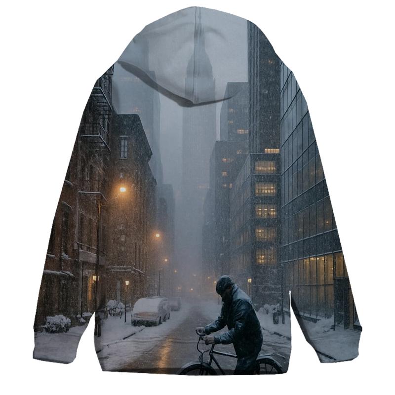 Snowbound Midtown Perspective From A Quiet Side Street heavyweight hoodies