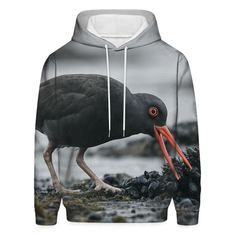 Tideline Forage — Black Oystercatcher graphic hoodies