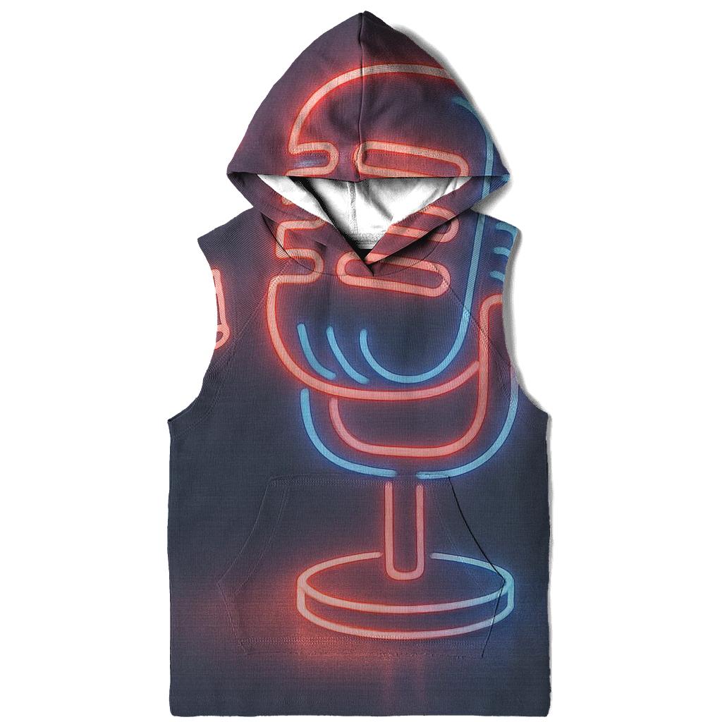 Microphone Neon Outline embroidered hoodies