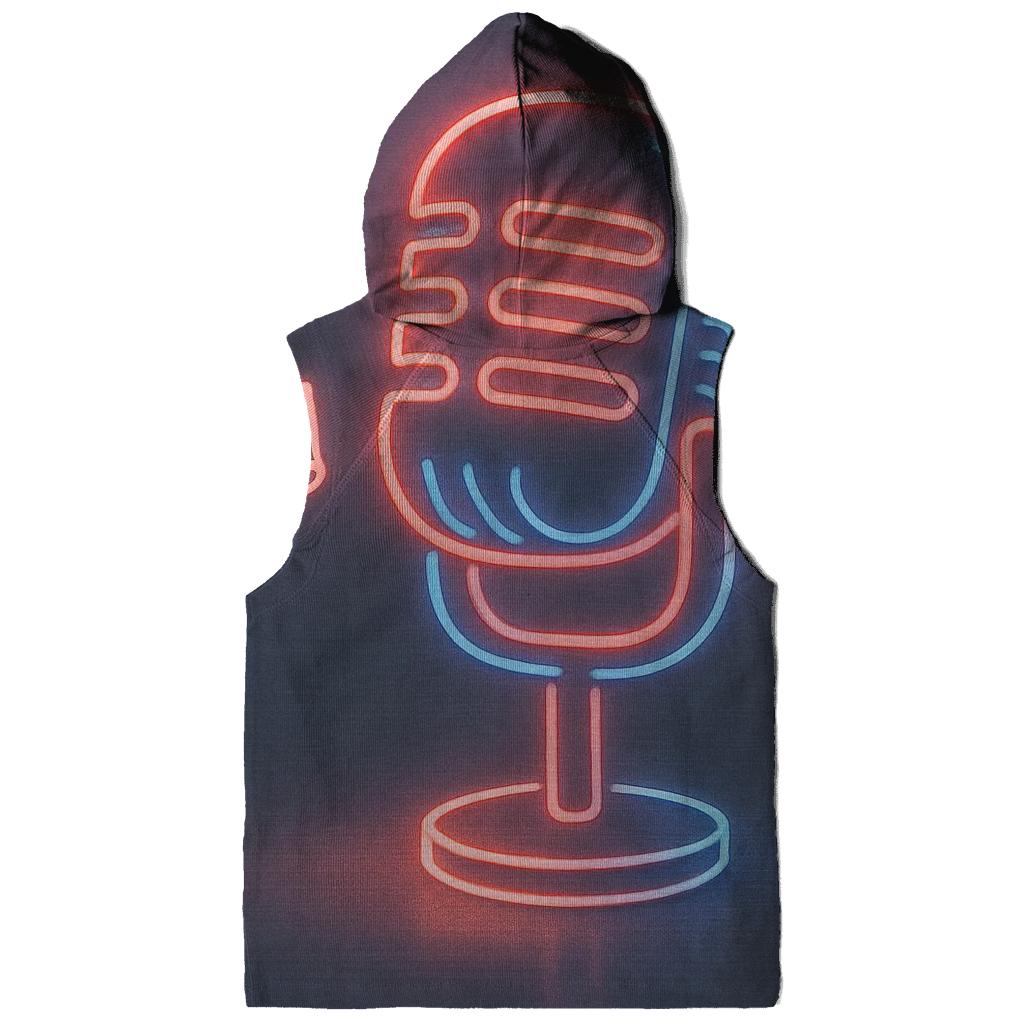 Microphone Neon Outline embroidered hoodies
