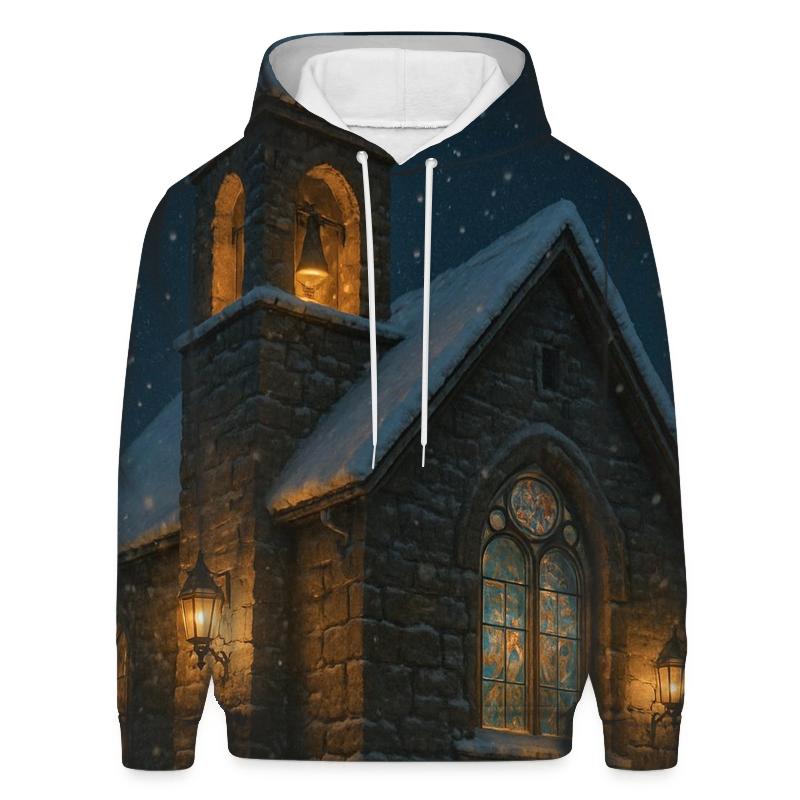 Snowy Church Bells heavyweight hoodies