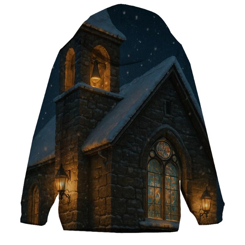 Snowy Church Bells heavyweight hoodies