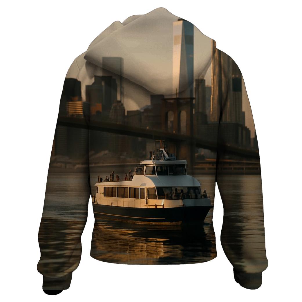 Dawn Ferry Reflection Over Lower Manhattan designer hoodies