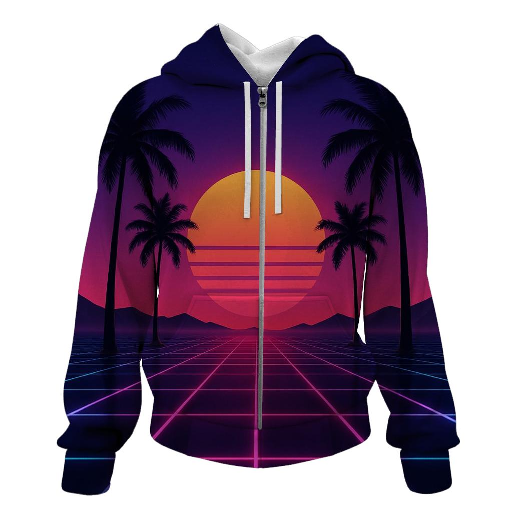 Neon Grid Sunset pullover hoodies