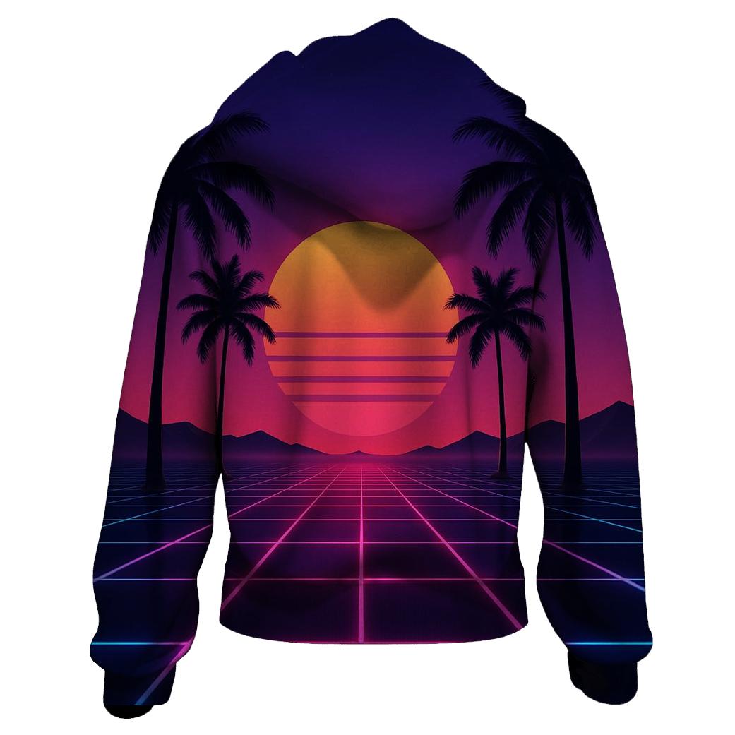 Neon Grid Sunset pullover hoodies