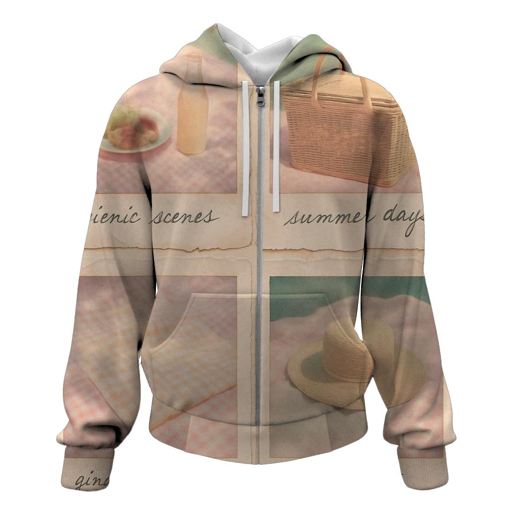 Polaroid Summer Picnic Collage graphic hoodies