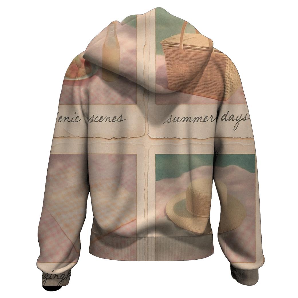 Polaroid Summer Picnic Collage graphic hoodies