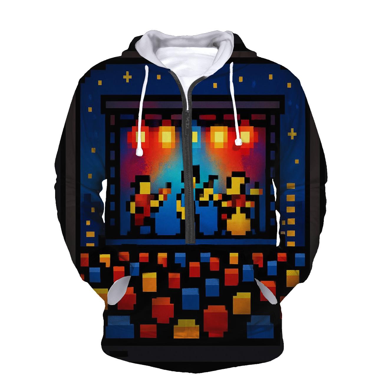 Pixel Concert Night zip-up hoodies