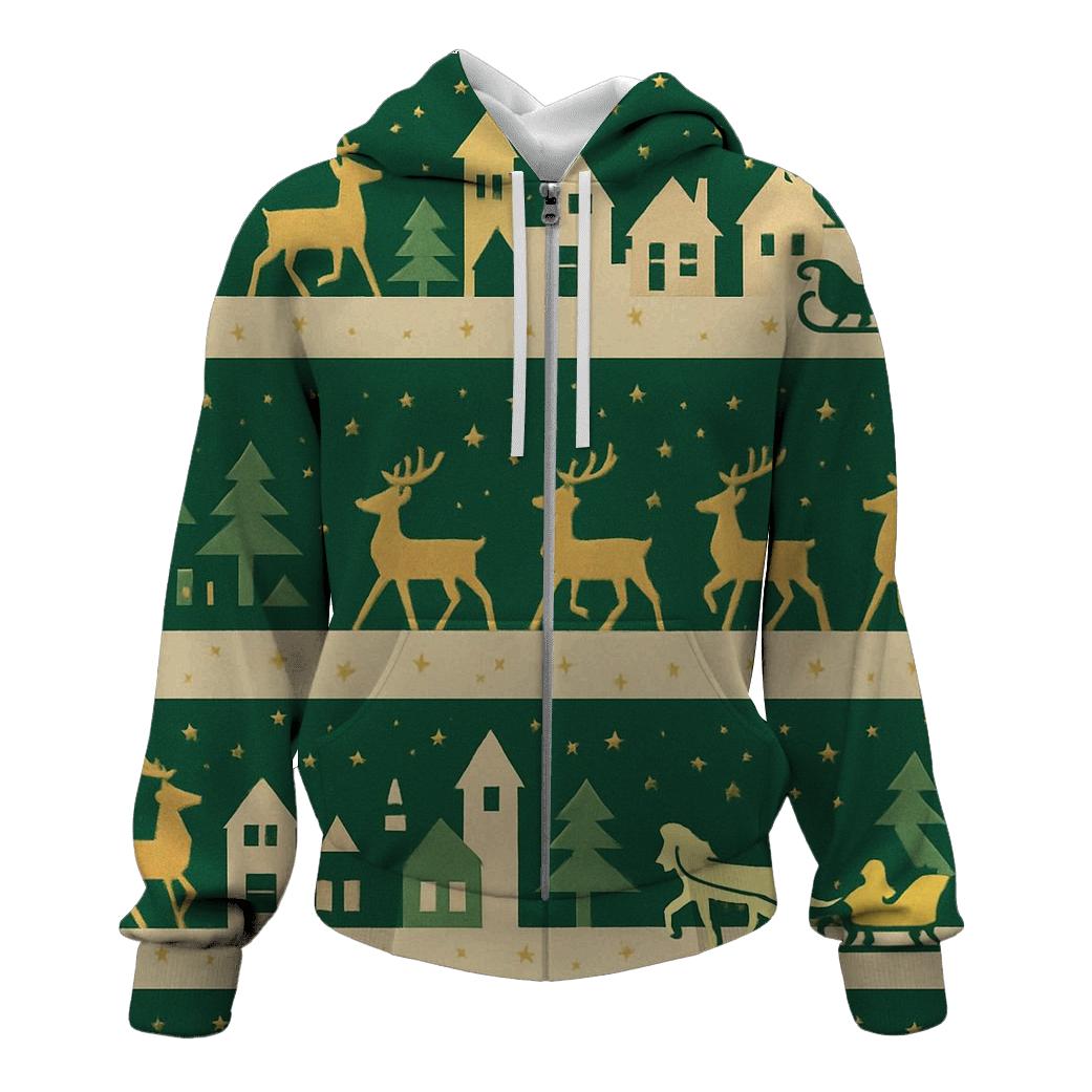 Reindeer Skyline Patchwork Design hoodie trends