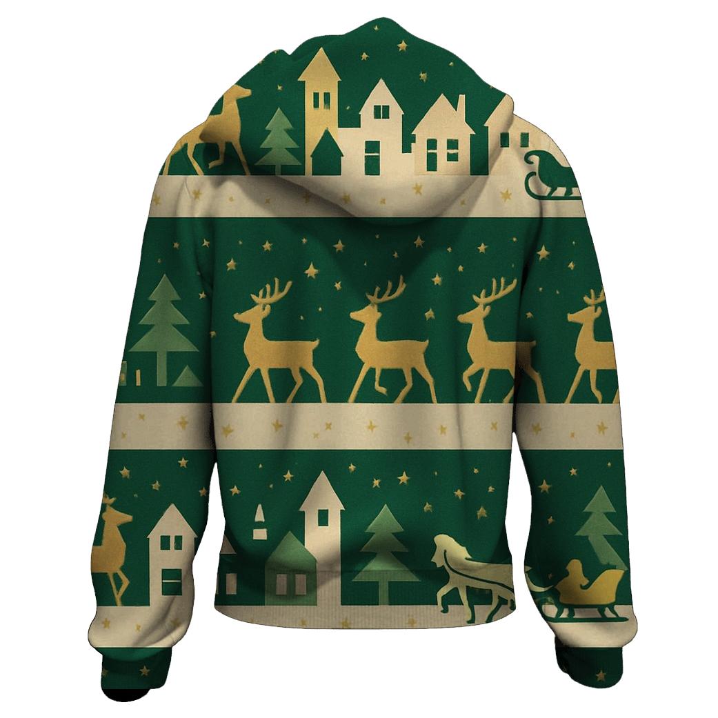 Reindeer Skyline Patchwork Design hoodie trends