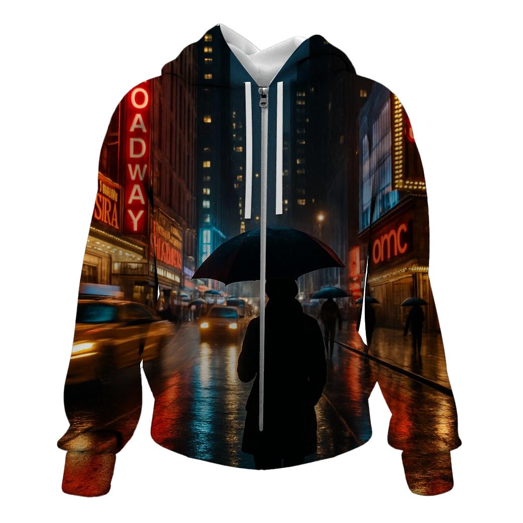 Rain-slick Broadway At Night With Taxi Trails graphic hoodies