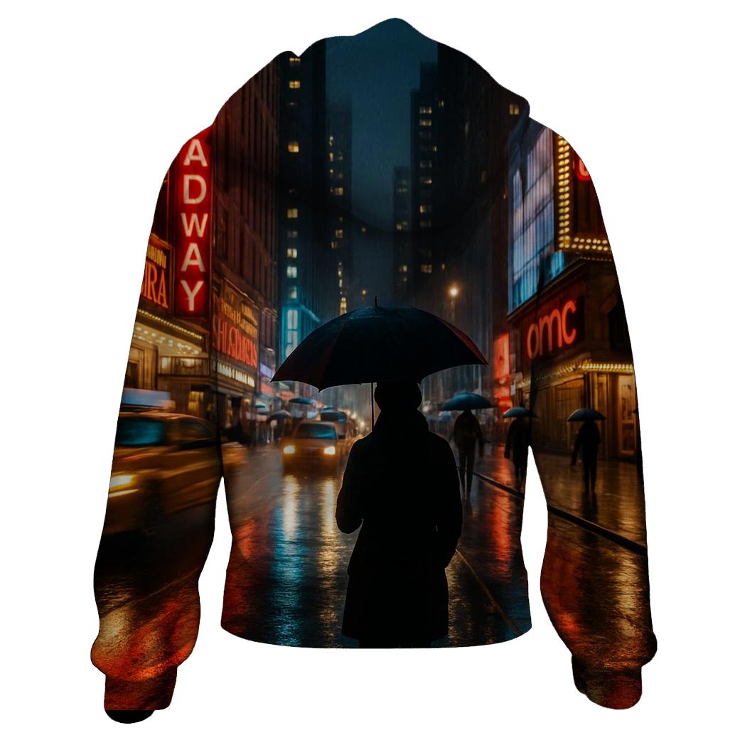 Rain-slick Broadway At Night With Taxi Trails graphic hoodies