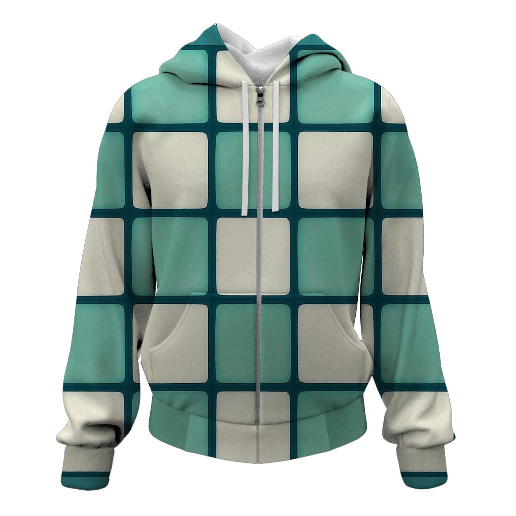 Itajime Teal Grid printed hoodies
